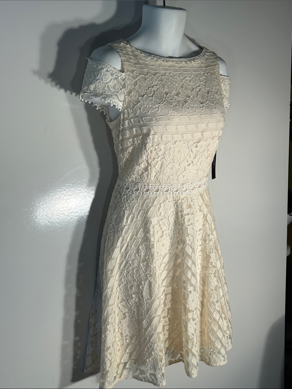 Tahari NWT SZ 8 Ivory Lace Dress Romantic Dressy Bridal Feminine Boho Wedding